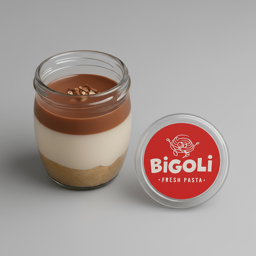 Salted caramel mousse layered with dark chocolate, served at Bigoli, Old Street, London
