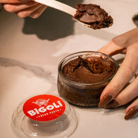 Chocolate lava cake dessert at Bigoli fresh pasta, Old Street, London EC1V