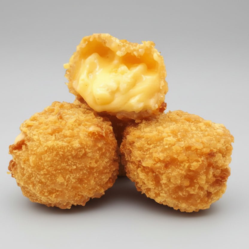 Mac 'n' cheese bites — pasta and mozzarella in breadcrumbs, fried to order at Bigoli, Old Street